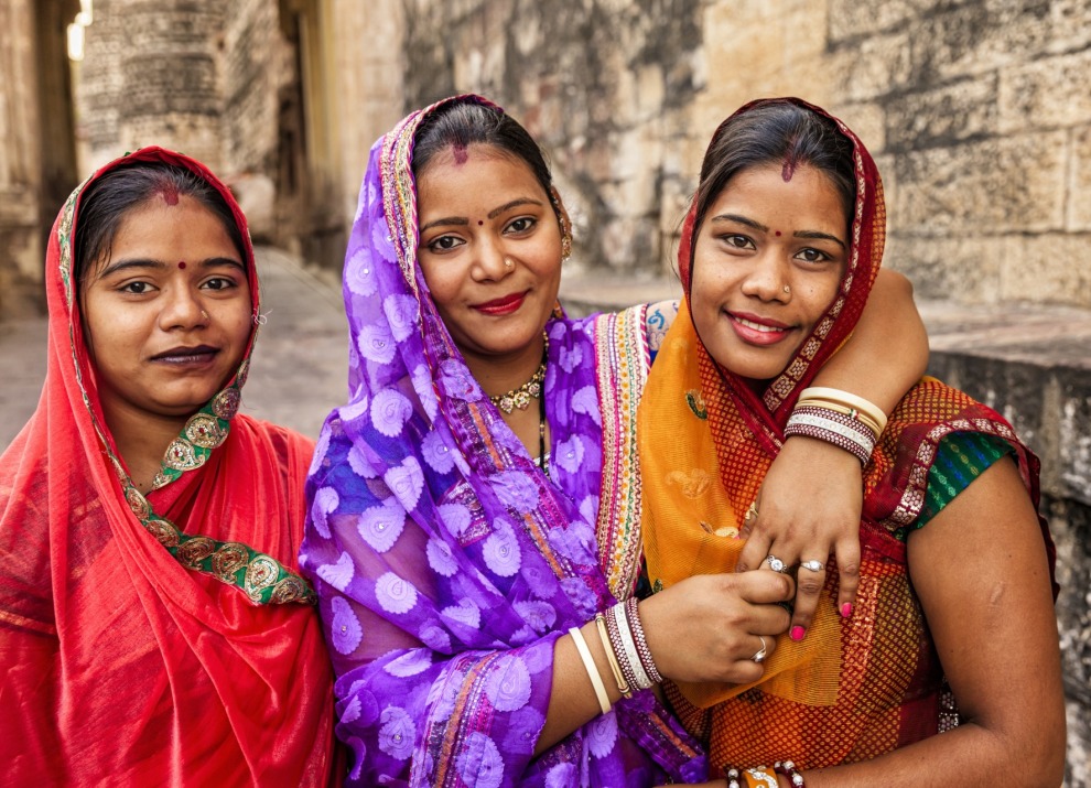 Three girls looking at the camera