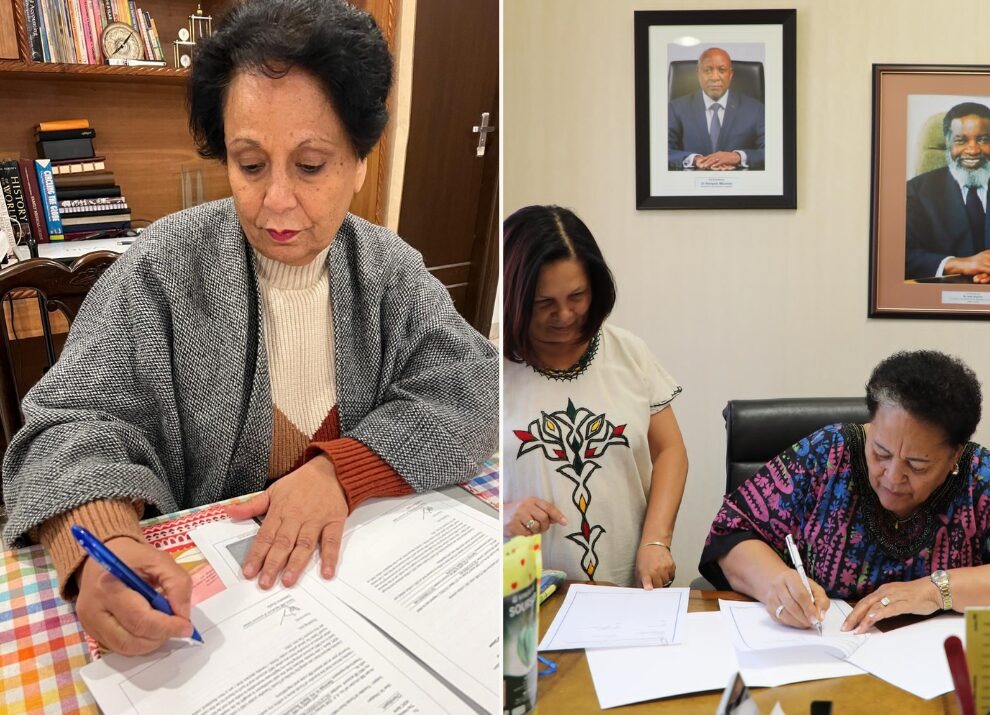 Anuradha and OAFLAD sign a document