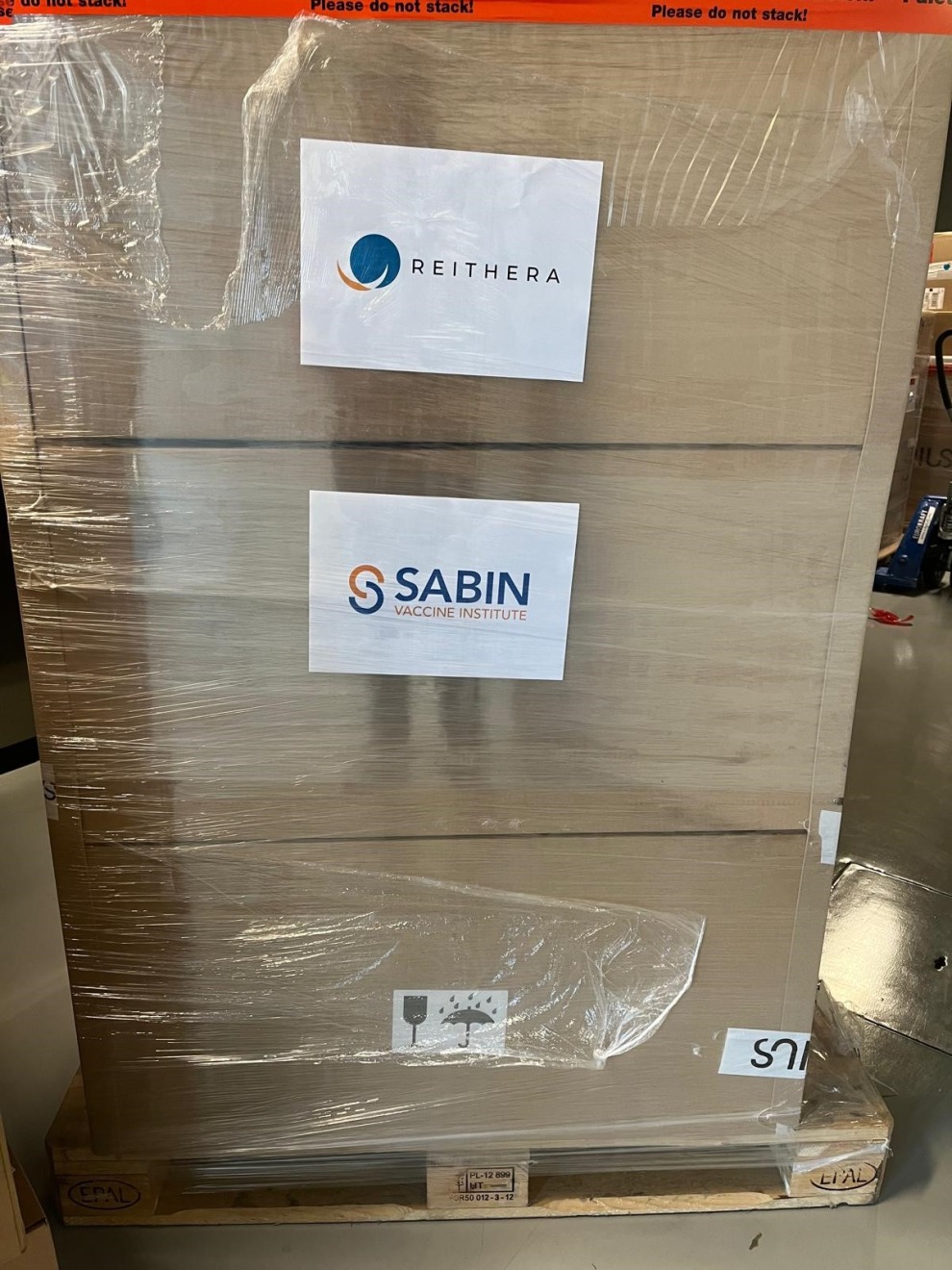 Boxes of vaccines ready for shipment.
